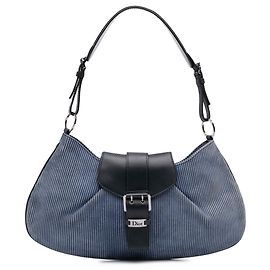 Borsa a tracolla Dior in velluto a coste blu