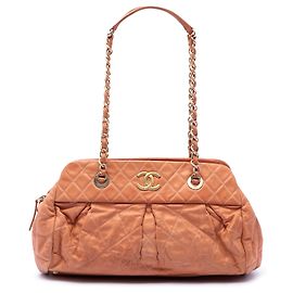 Chanel Orange Quilted Iridescent Calfskin Chic Quilt Bowling Bag