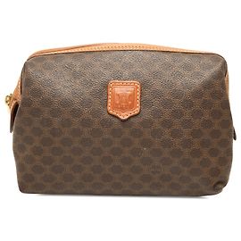 Céline Pochette à cosmétiques Celine Brown Macadam Coated Canvas