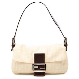 Borsa Baguette Fendi in tela Zucca beige