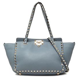 Valentino Blue Small Leather Rockstud Trapeze Satchel