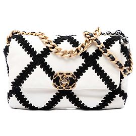 Chanel White Medium Crochet Calfskin 19 Flap