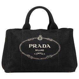 Tote bag Prada in tela Canapa logo nera