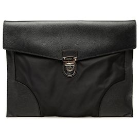 Clutch Prada in Tessuto con rifiniture in Saffiano nero