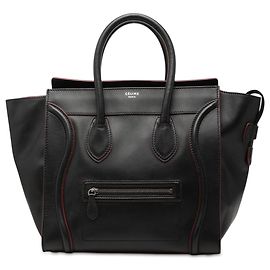 Céline Celine Mini Luggage Tote em pele de vitelo preta