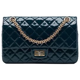Chanel Blue Quilted Patent Reissue 2.55 Double Flap 225