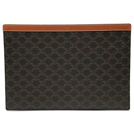 Céline Pochette Celine Brown Triomphe Coated Canvas