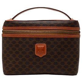 Céline Sac de toilette Celine Brown Macadam Coated Canvas