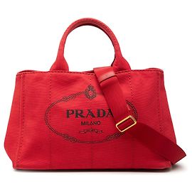 Borsa Tote Prada in tela Canapa rossa con logo
