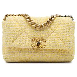 Chanel Yellow Medium Tweed 19 Flap