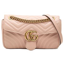 Borsa a tracolla Gucci GG Marmont in pelle matelassé rosa, taglia Medium