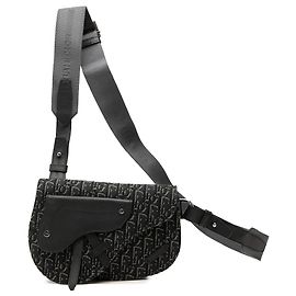 Borsa a tracolla Saddle Dior in tela Oblique nera
