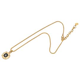 Collana Dior Gold Plated con pendente rotondo logo smaltato