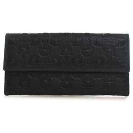 Cartera larga de piel de becerro grabada Black Horsebit de Gucci