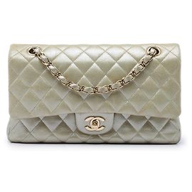 Chanel Gold Medium Classic Iridescent Lambskin Double Flap