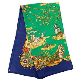 Lenço de seda Hermès Green Voiles de Lumiere 90
