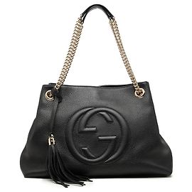 Borsa Tote Soho Chain Gucci in pelle di vitello nera, taglia Medium