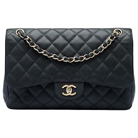 Chanel Black Jumbo Classic Caviar Double Flap