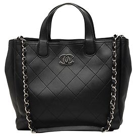 Borsa Shopping Lady Coco Chanel in vitello trapuntato nero taglia Medium