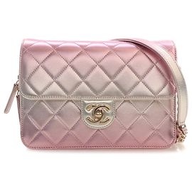 Chanel Rosa Large Quilted Gradient Metallic Lambskin Like A Wallet Flap