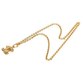 Chanel Gold CC Gold Plated Quilted Pendant Necklace