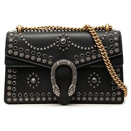 Gucci Dionysus Schultertasche aus schwarzem Kalbsleder mit Nieten, Medium