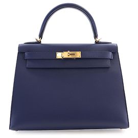 Hermès Blue Epsom Kelly II Sellier 28