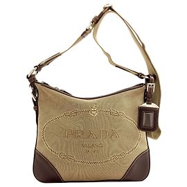 Prada BT0534 Lange Schultertasche aus Logo-Jacquard