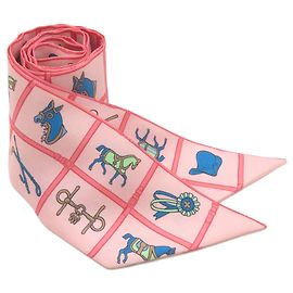 Hermès Sciarpa Twilly Hermes in seta rosa