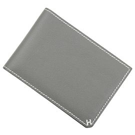 Hermès Portafoglio bi-fold Hermes in pelle grigia