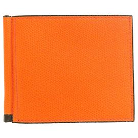 Portafoglio bi-fold in pelle con clip per banconote Valextra
