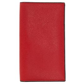 Portafoglio lungo Valextra in pelle rossa