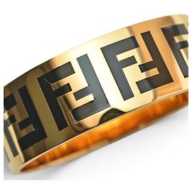 Bracelet jonc Fendi en métal noir et doré