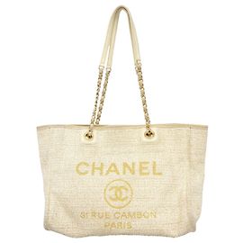 Borsa Tote a catena Chanel Deauville in tweed