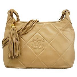 Bolso de hombro Chanel de piel de cordero beige