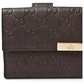 Cartera Gucci bi-fold en cuero marrón oscuro
