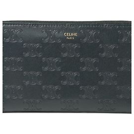 Céline Portamonete Celine Green Triomphe Embossed