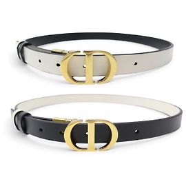 Christian Dior NUOVA CINTURA DIOR 30 MONTAIGNE LOGO REVERSIBILE PELLE NERA & BIANCA T80 BELT