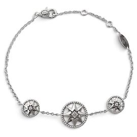 NUOVO BRACCIALE DIOR ROSE DES VENTS 3 MOTIVI JRDV95147 IN ORO BIANCO 18K 4.3G