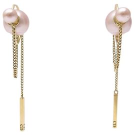 NUEVOS PENDIENTES DIOR TRIBALES METAL DORADO PERLAS COLGANTES