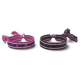 NUOVO SET DI 2 BRACCIALETTI A FASCIA CHRISTIAN DIOR J'ADIOR RICAMATI IN TELA ROSA VIOLA
