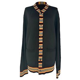 Burberry Cardigan mit House Check-Besatz aus schwarzer Wolle