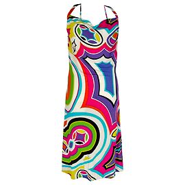 Mini abito stampato con scollo all'americana Emilio Pucci in rayon multicolore