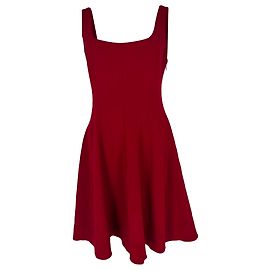 Vestido corto acampanado de cuello cuadrado Theory en triacetato burgundy