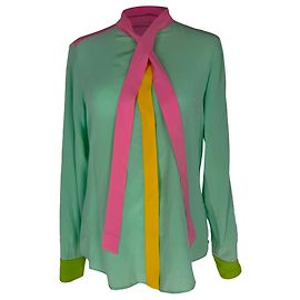 Blusa com laço Moschino em seda multicolorida