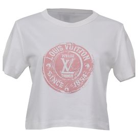 Crop Top de algodón blanco con logo Louis Vuitton