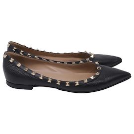 Ballerine Rockstud Valentino Garavani in pelle di vitello nera