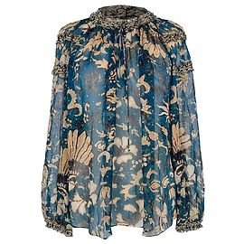 Blusa Ulla Johnson Adela con paillettes floreali e volant in seta multicolore