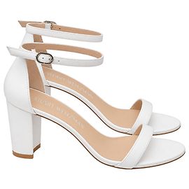 Stuart Weitzman Riemchensandaletten mit Absatz aus weißem Leder