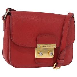 Miu Miu Schultertasche Leder Rot Gold